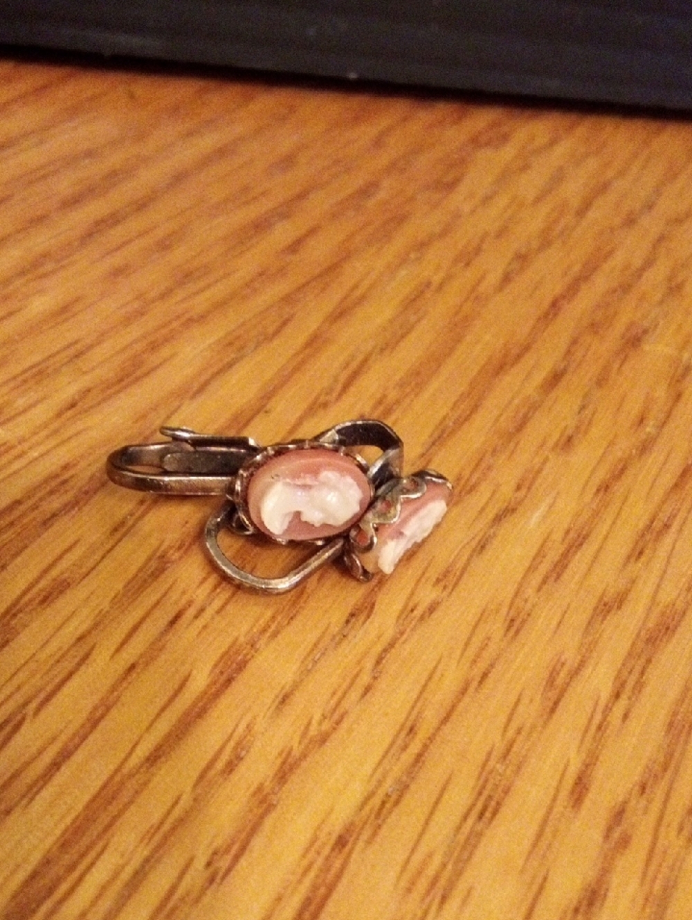 Pink Cameo Drop Earrings in Silver-Tone Setting - Women's Jewelry
